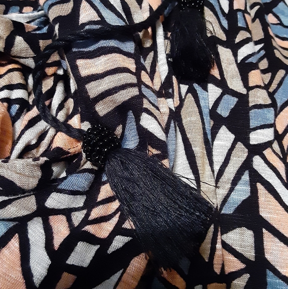 Lucky Brand Tassel Blouson Geometric Print Dress - Picture 12 of 12